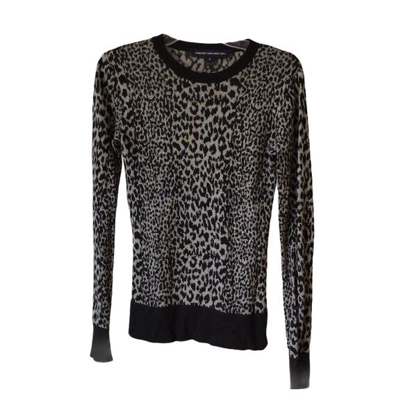 French Connection Animal Print Sweater Sz S - Picture 1 of 4